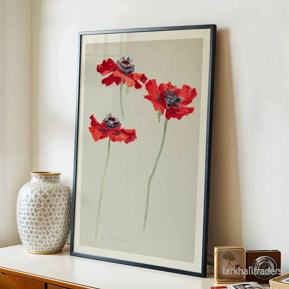 Tre studier av vallmo Poster - Bild 3