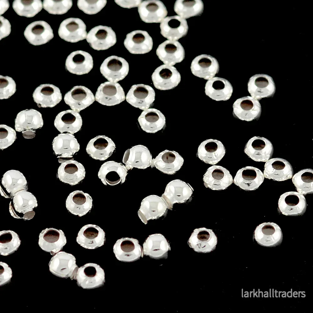 Runda metallpärlor, silver, 3mm, 100st