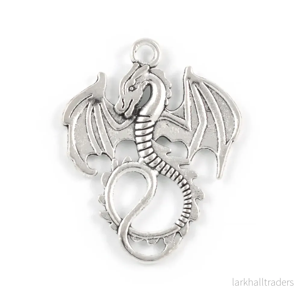 Berlock, drake, antiksilver, 28x31mm, 2st Berlock, drake, antiksilver, 28x31mm, 2st