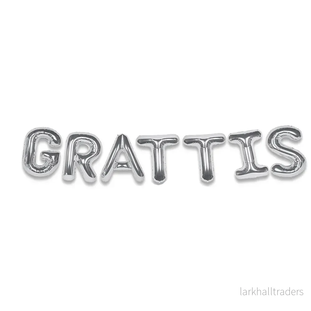 Folieballong, girlang grattis silver 35 cm Folieballong, girlang grattis silver 35 cm