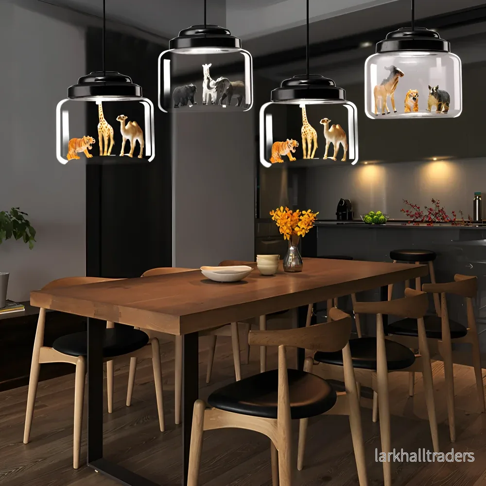 AniLume – Barnpendellampa i Glas med Nordiska Djurmotiv - Bild 3