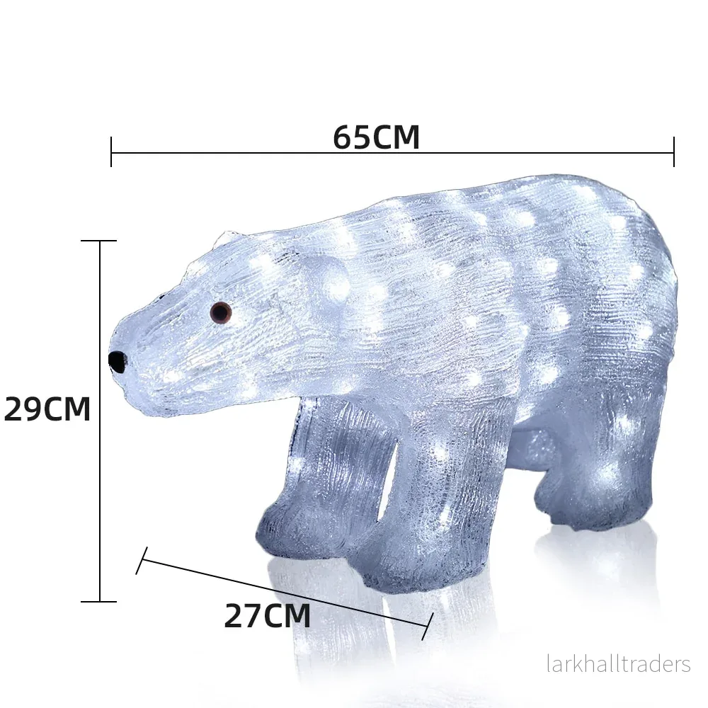 Akryl Isbjörn - Höjd 29 cm med LED-lampor - - Bild 3