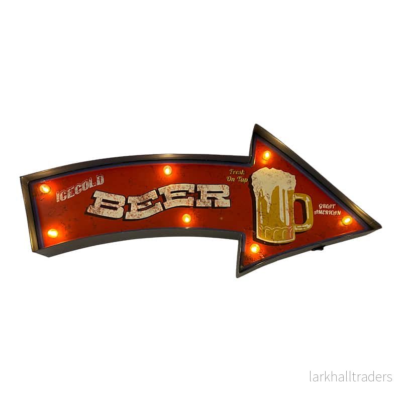 Retroskylt BEER med ljus Pil Retroskylt BEER med ljus Pil