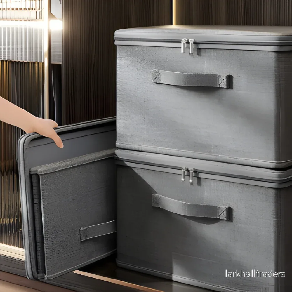 Foldora – Grå Tygförvaringsbox med Lock & Dragkedja, Fällbar och Tvättbar Foldora – Grå Tygförvaringsbox med Lock & Dragkedja, Fällbar och Tvättbar