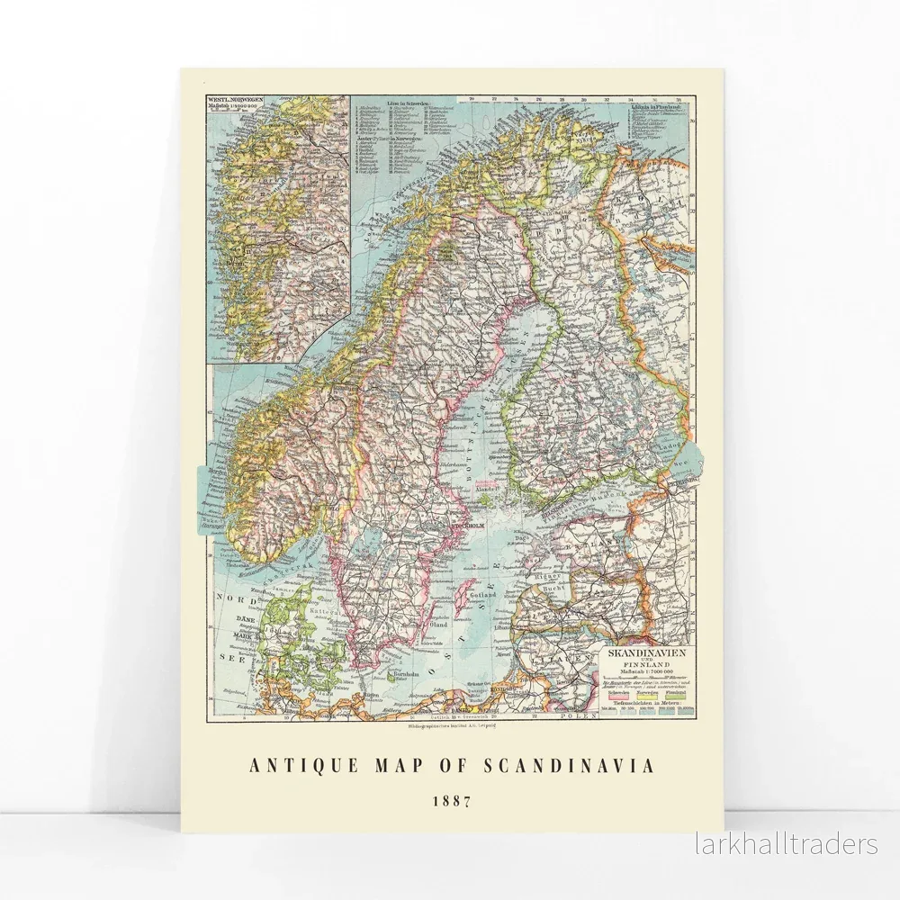 Antik karta över Skandinavien Poster - Bild 3