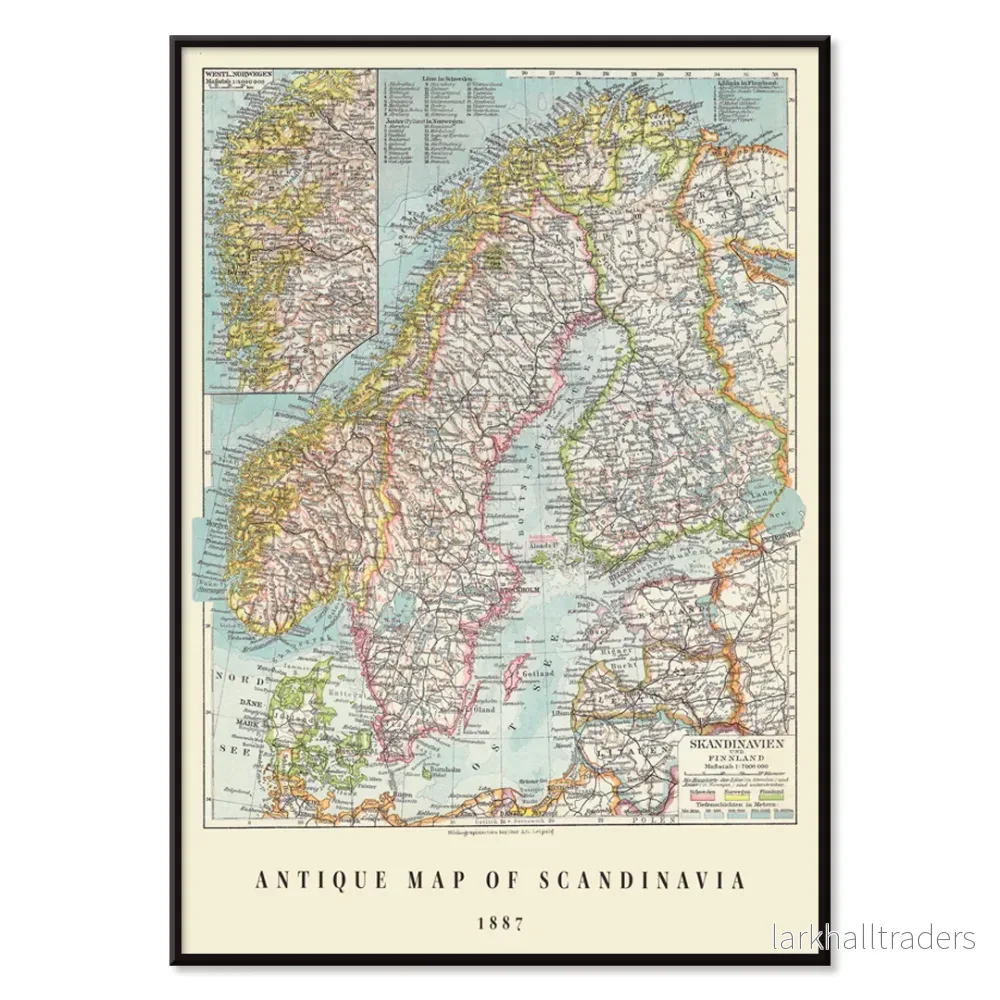 Antik karta över Skandinavien Poster - Bild 2