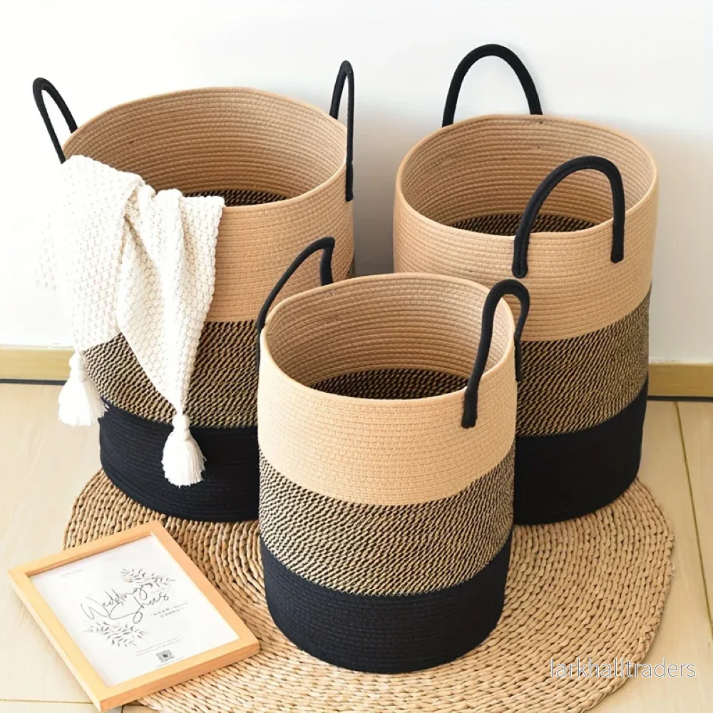 CottonNest – Rund Tvättkorg i Bomull med Fällbar Design - Bild 3
