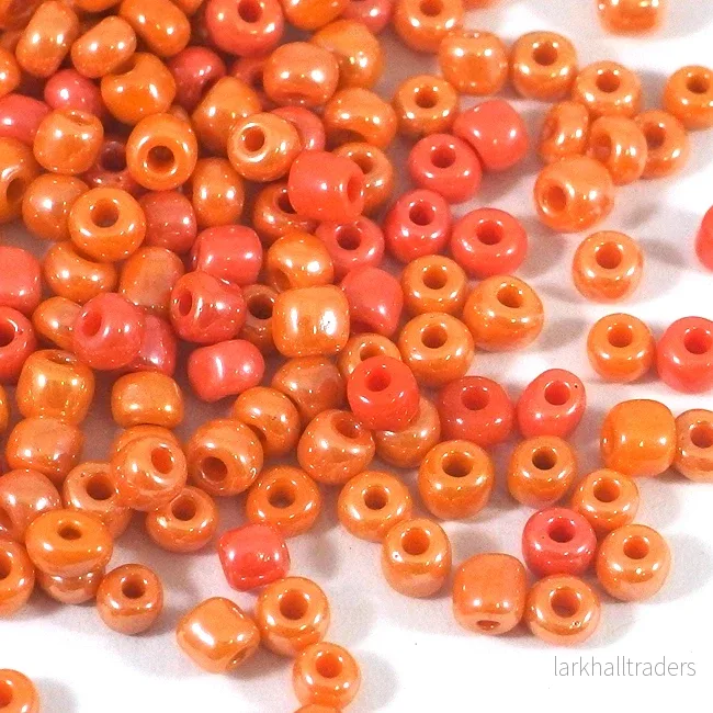 Seed Beads, 4mm, lustered orange, 30g Seed Beads, 4mm, lustered orange, 30g