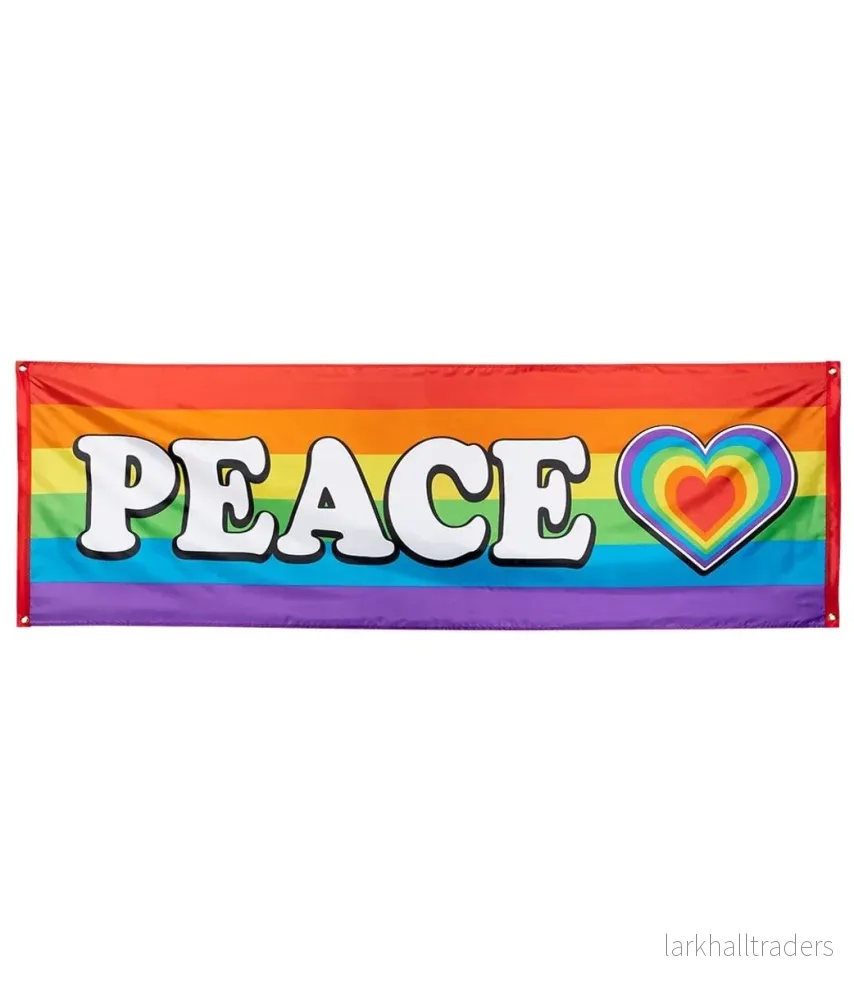 Banner, regnbåge peace 74×220 cm
