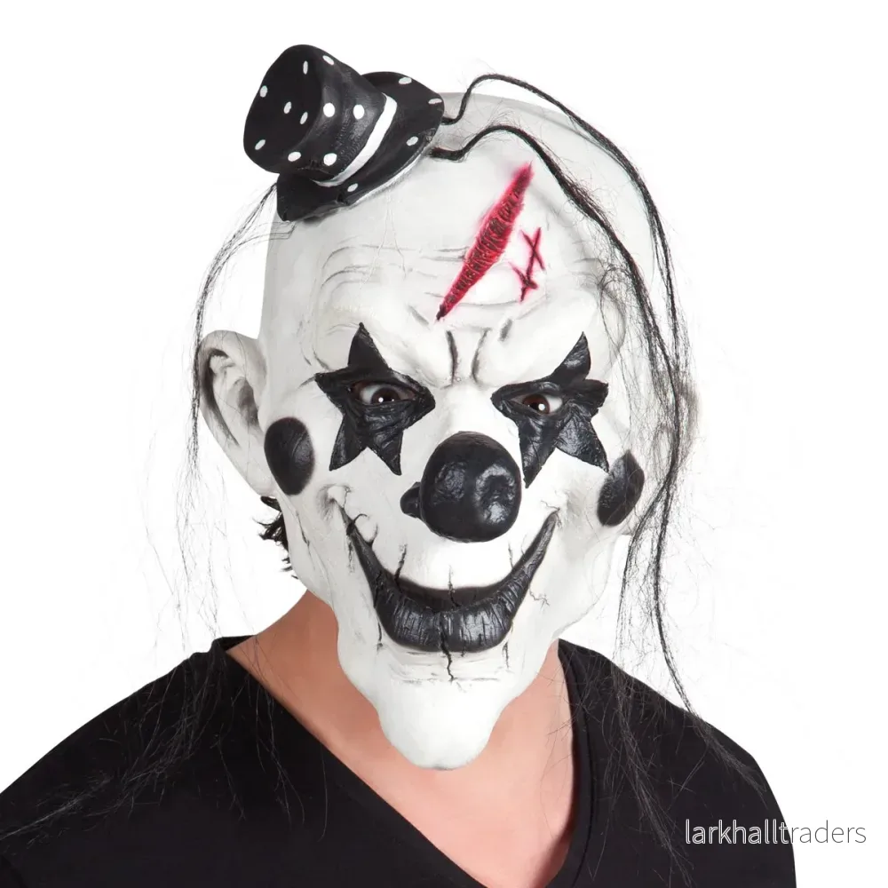 Latexmask, killer clown svart/vit Latexmask, killer clown svart/vit