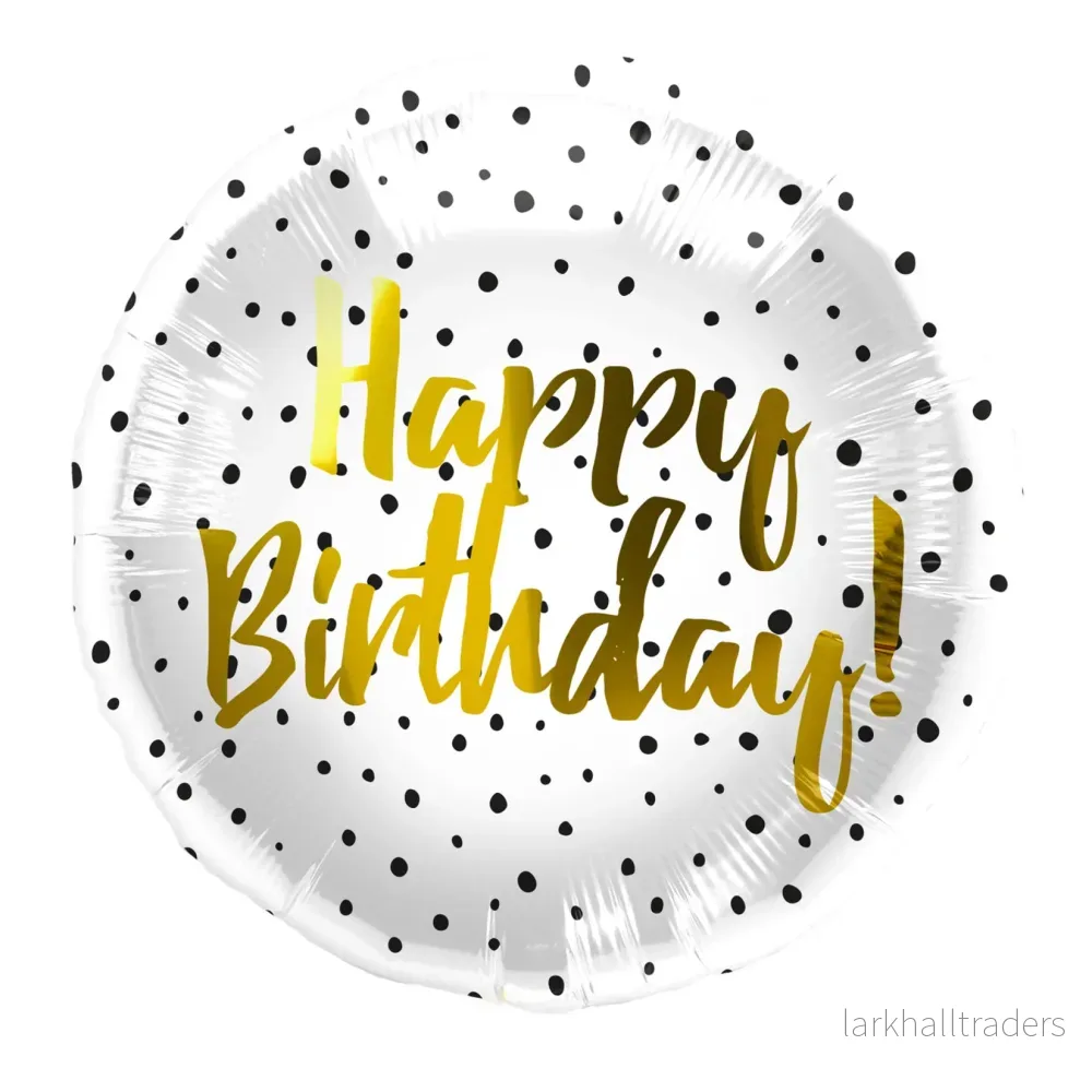 Folieballong, birthday dots black 45 cm Folieballong, birthday dots black 45 cm