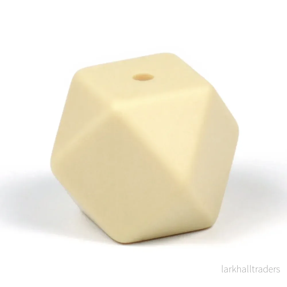 Kantig silikonpärla, beige, 18mm Kantig silikonpärla, beige, 18mm