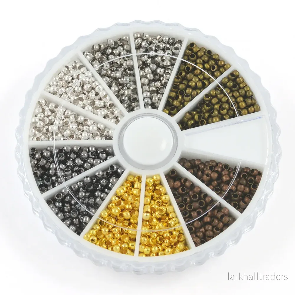 Låda med klämpärlor, mix, 2mm, 3.000st Låda med klämpärlor, mix, 2mm, 3.000st