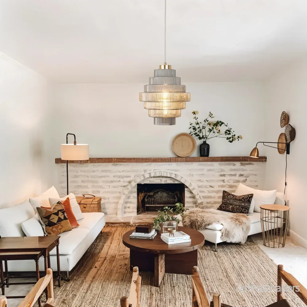 Stunlier – Retro Glas & Mässing Pendellampa med Lagerkron-Design - Bild 3