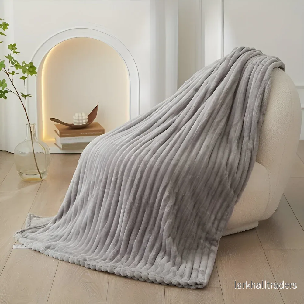 StripeHaven Pläd – Tjock Ribbad Fleecefilt för Året Runt Komfort - Bild 3