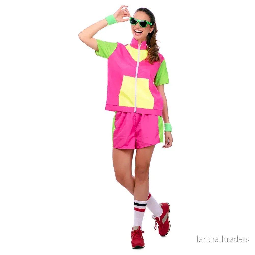 Träningsjacka och shorts, 80-tal rosa M/L