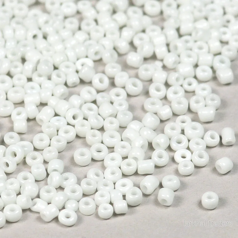 Seed Beads, 2mm, opak vit, 30g