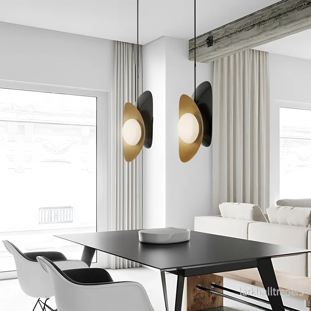 AureaShell – Lyxig Pärlglas Pendellampa med Guldfinish - Bild 2