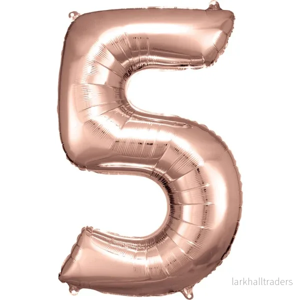 Folieballong, siffra 5 rose 86 cm