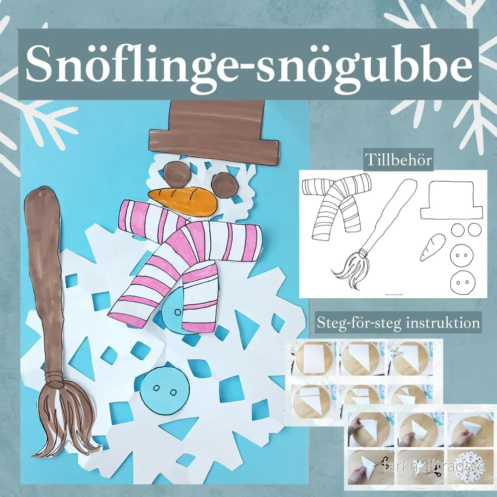 Snöflinge-snögubbe! Vinterpyssla en snögubbe av snöflingor i papper + tillbehör och PP-presentation steg för steg. Snöflinge-snögubbe! Vinterpyssla en snögubbe av snöflingor i papper + tillbehör och PP-presentation steg för steg.