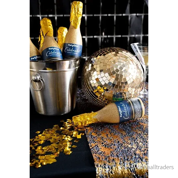 Konfettibomb, champagneflaska guld metallic 20,5 cm - Bild 2