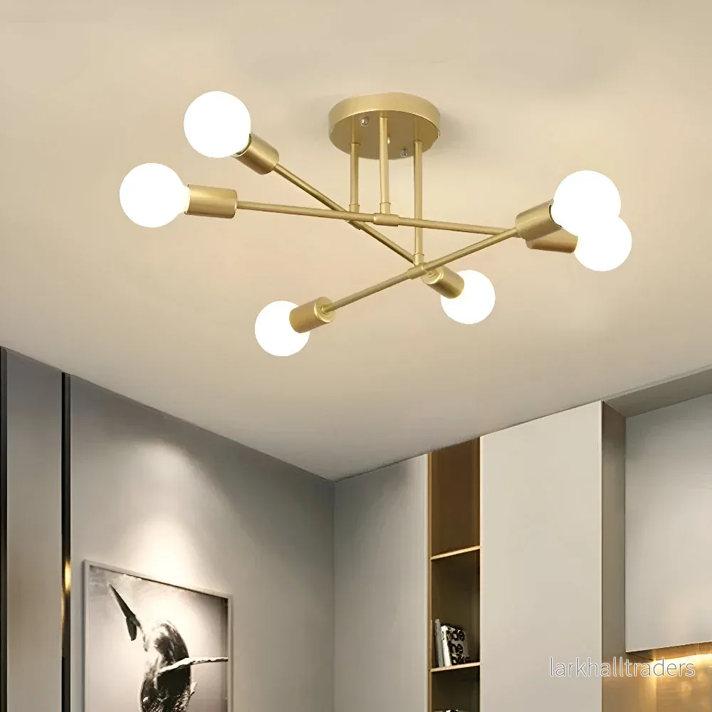 Aurevía – Modern Guld Taklampa med LED och Elegant Kronstruktur Aurevía – Modern Guld Taklampa med LED och Elegant Kronstruktur