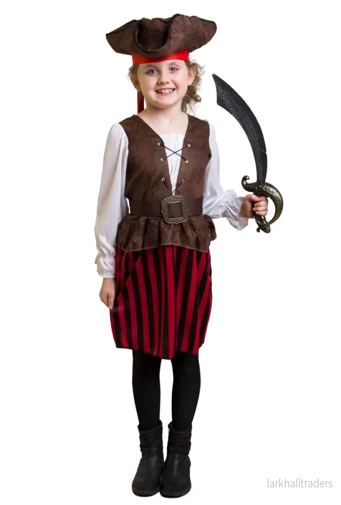 Barndräkt, randig piratklänning 110/116 cl Barndräkt, randig piratklänning 110/116 cl