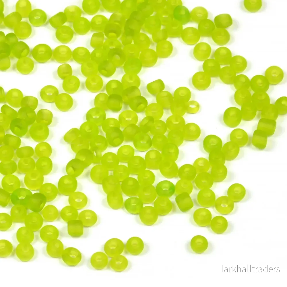Seed Beads, 2mm, frostad-transparent ljusgrön, 30g Seed Beads, 2mm, frostad-transparent ljusgrön, 30g