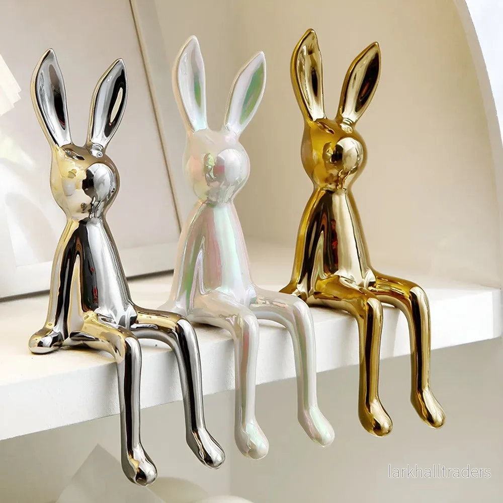 GlimmerHare – Gyllene Keramikfigur för Hylla och Bord GlimmerHare – Gyllene Keramikfigur för Hylla och Bord