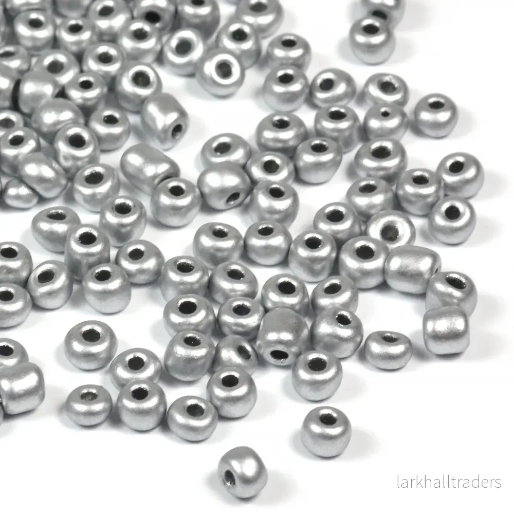 Seed Beads, 4mm, silver matt metallic, 30g Seed Beads, 4mm, silver matt metallic, 30g