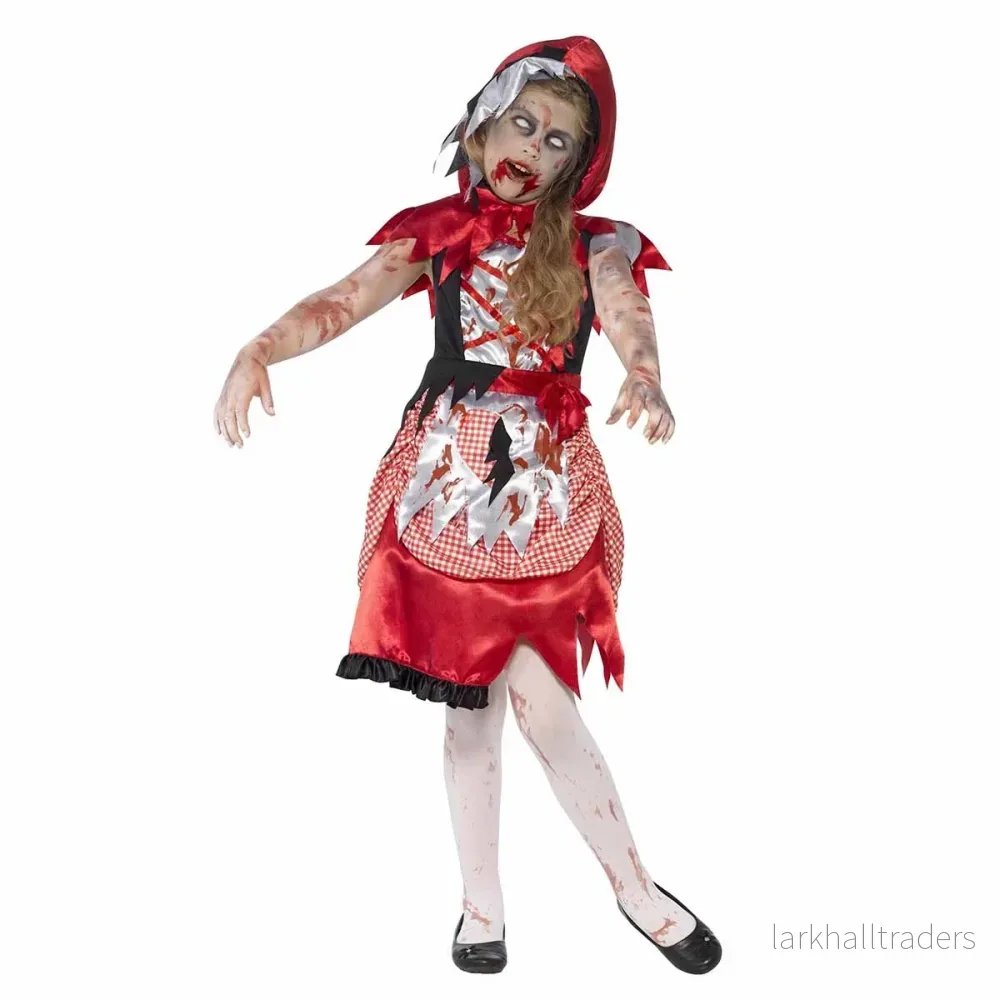 Barndräkt zombie med röd luva Barndräkt zombie med röd luva