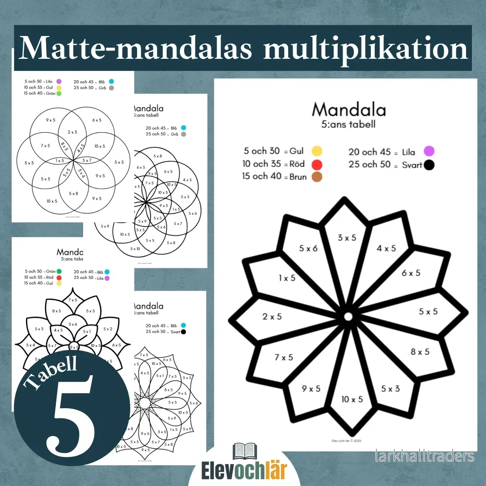 Matte-mandalas 5:ans multiplikationstabell Matte-mandalas 5:ans multiplikationstabell