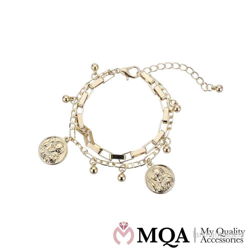 Armband, dubbel, stor & liten berlock, justerbar 