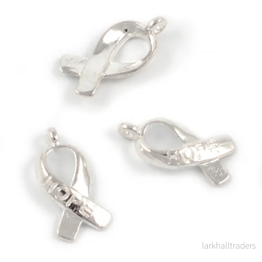 Berlock, awareness symbol ”hope”, silver, 8x14mm, 10st