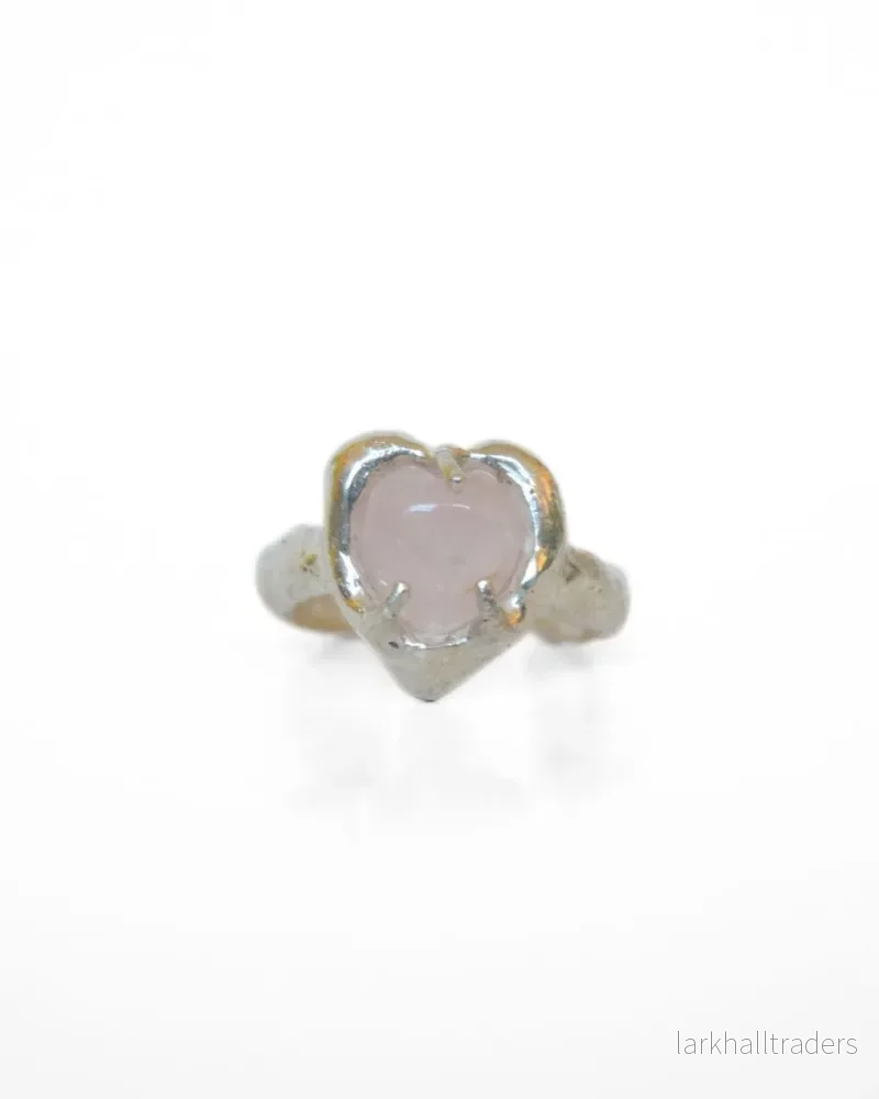 Chunky silverring med rosenkvarts