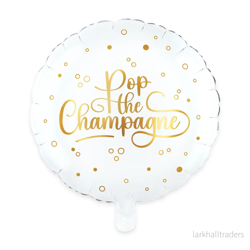 Folieballong, pop the champagne vit 46 cm