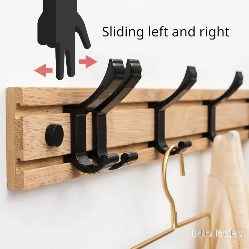 Vägghängd klädhängare i bambu med aluminiumkrokar - Bild 3