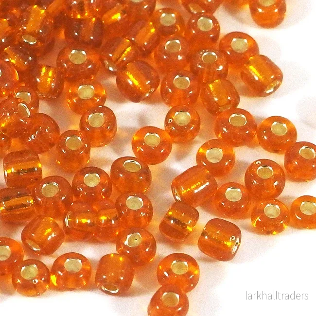 Seed Beads, 4mm, silverlined orange, 30g Seed Beads, 4mm, silverlined orange, 30g