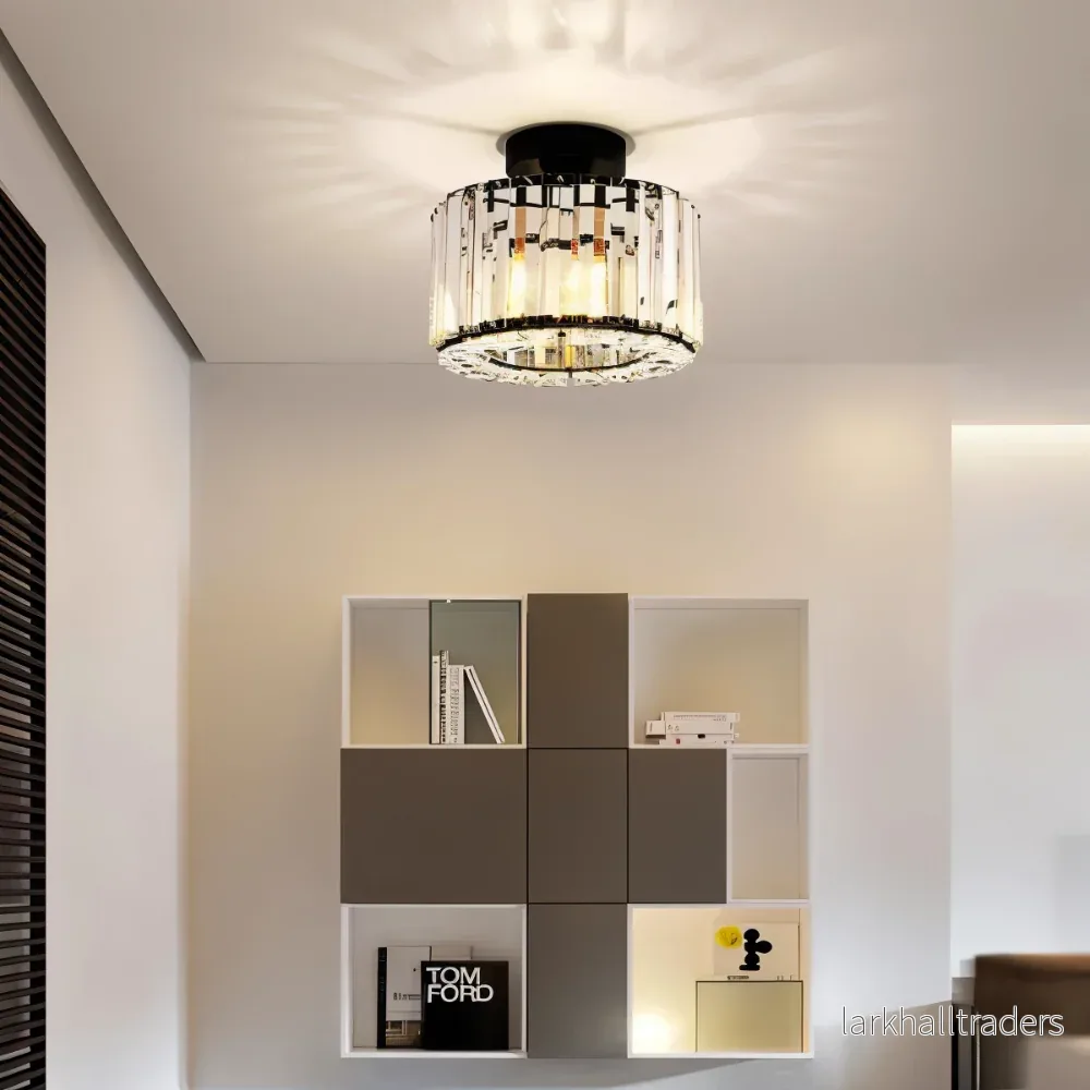LustraVine – Halvinkapslad Kristalltaklampa med Modern Rund Design - Bild 3