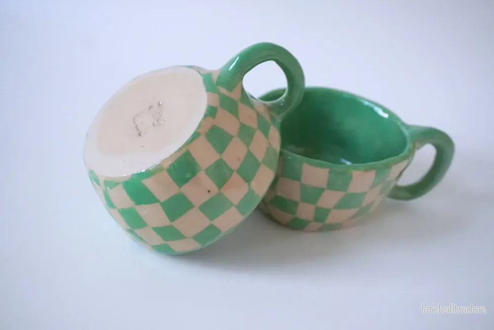 Rutig grön/beige kopp "Bajen" - Bild 3