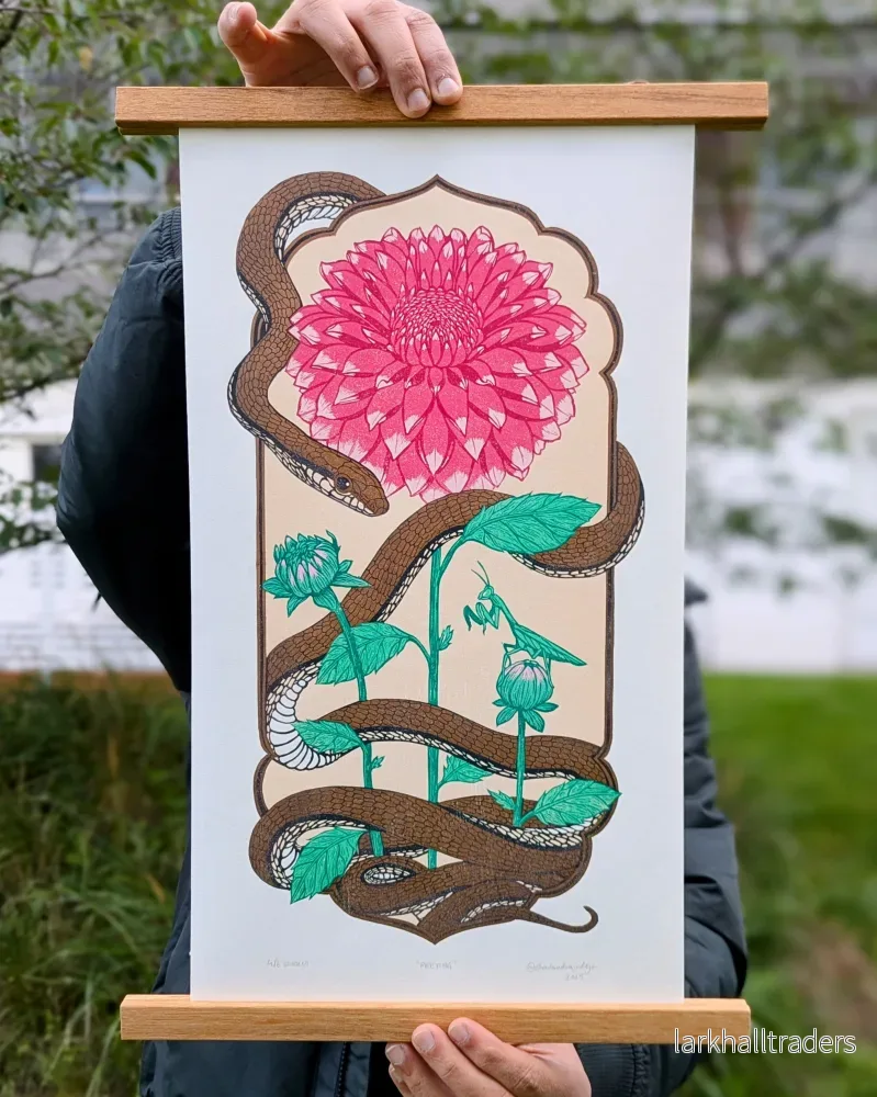 Preying - Linocut Print
