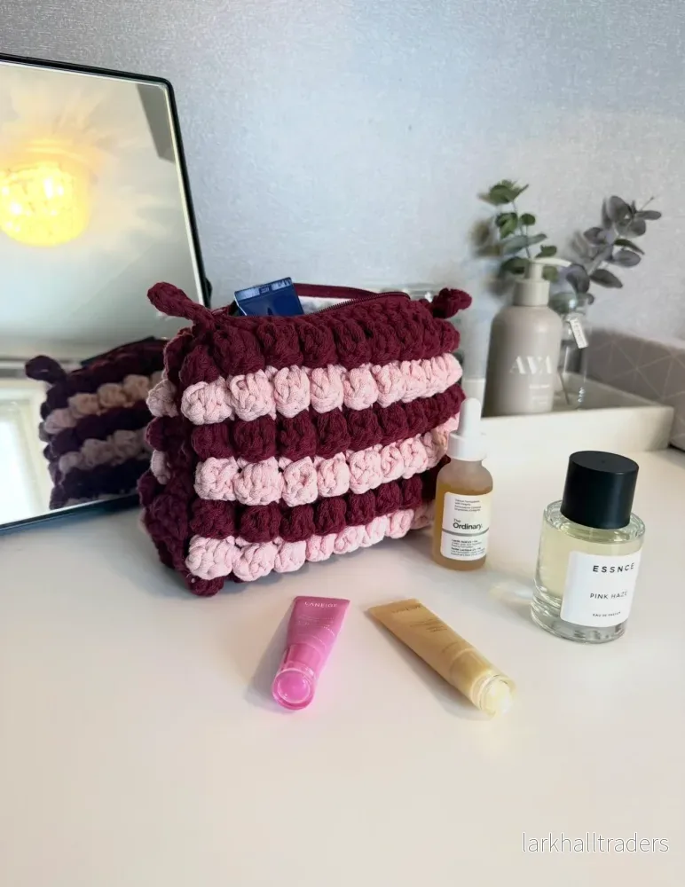 Virkad bubblig necessär, röd/Rosa - Mellan storlek - Bild 2