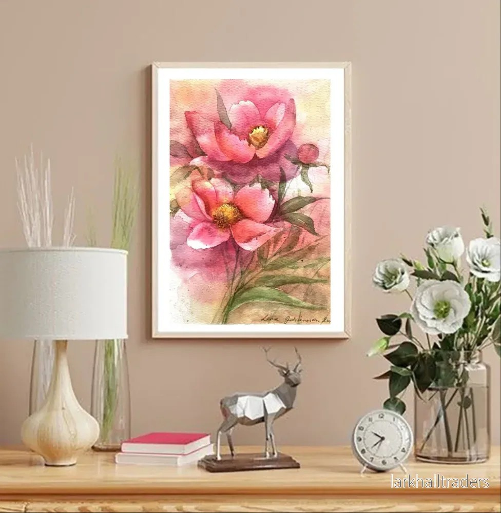 Helt ny Original akvarell "Peonies"