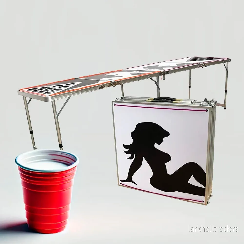Beer Pong Bord med ljus - muggar / bollar ingår (hopfällbart) - Bild 2