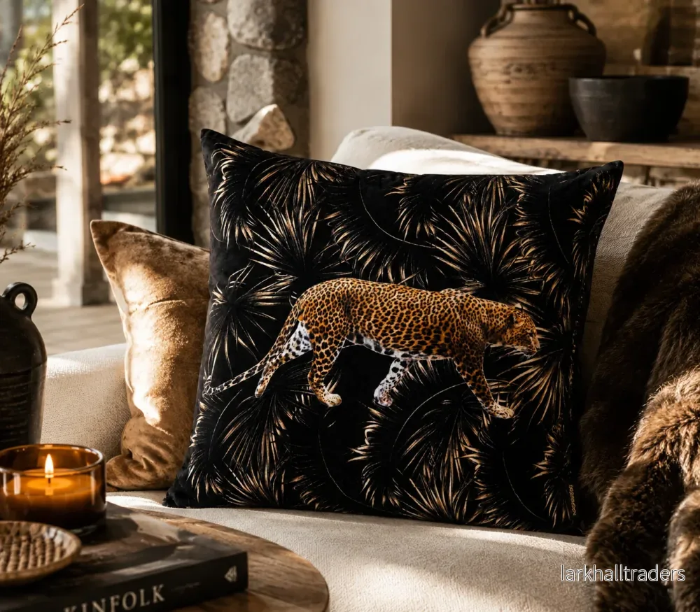 Kuddfodral Leopard Svart 60 × 60 cm - Bild 3