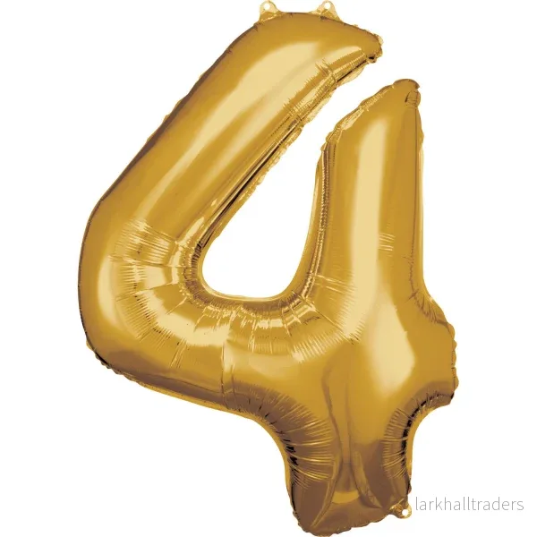 Folieballong, siffra 4 guld 86 cm Folieballong, siffra 4 guld 86 cm