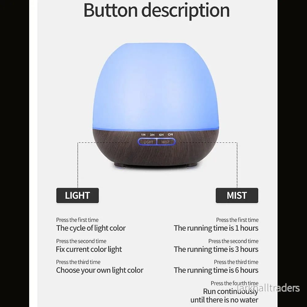 Aroma Diffuser 400 ML m/fjernkontroll - Stilfull og vakker – 2 farger - - Bild 3