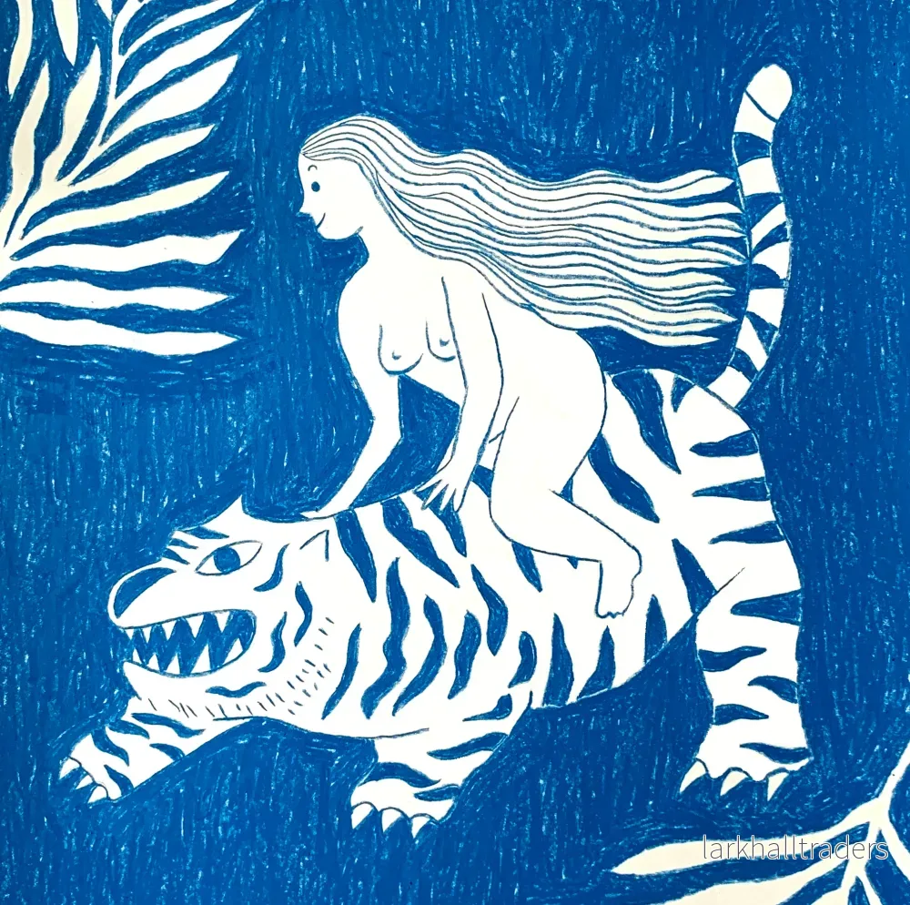 Woman Riding a Tiger teckning - Bild 3