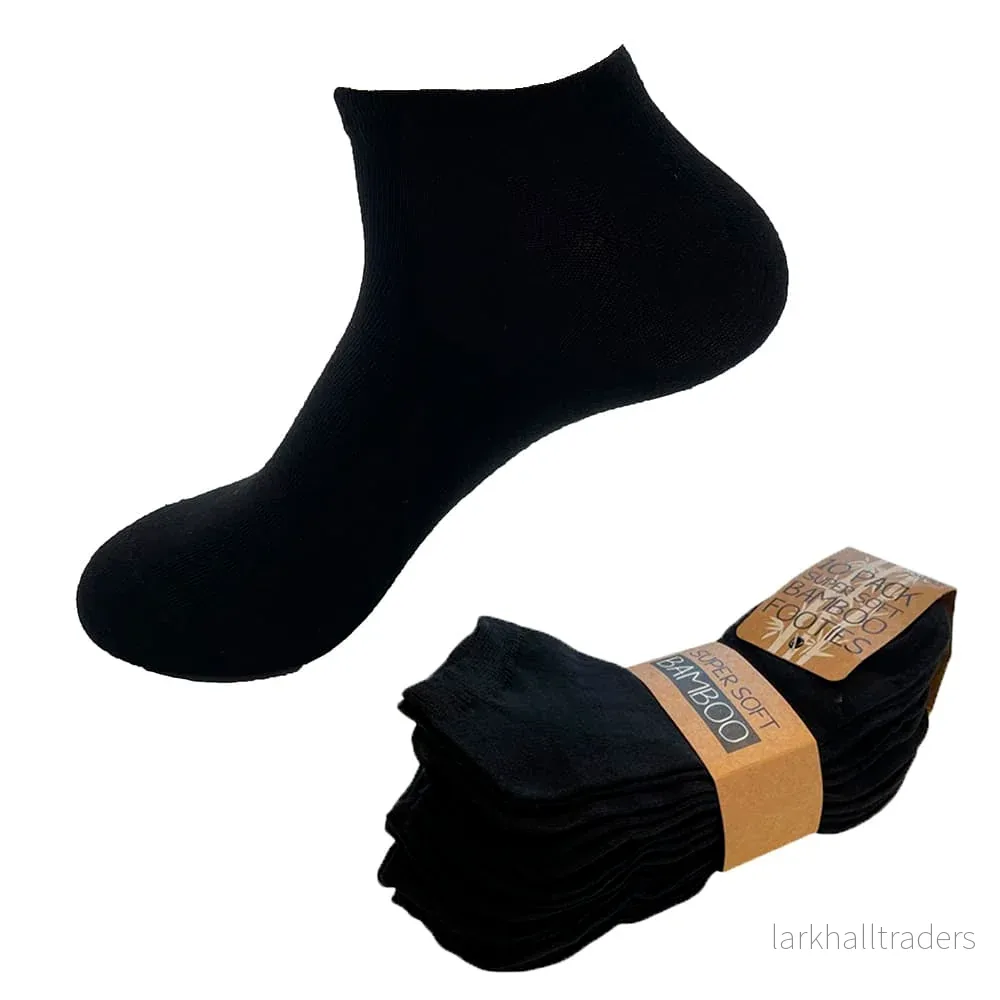 Bambu Ankelstrumpor 10 Par (Svart) Bambu Ankelstrumpor 10 Par (Svart)