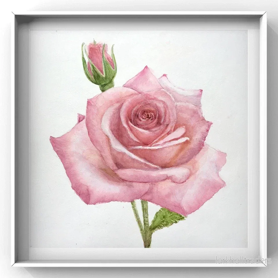 Ny Original akvarell "Pink rose" - Bild 3